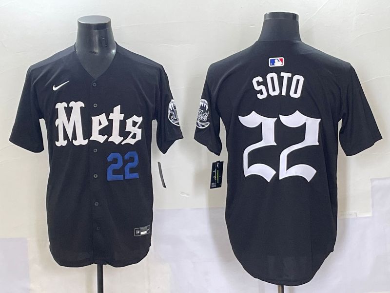 Men 2025 New York Mets 22 Soto Black Five generations Joint Name Nike MLB Jersey style 7